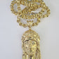 10k Gold Byzantine Necklace Jesus Head Charm 20-30 inches 9mm REAL SET Chain