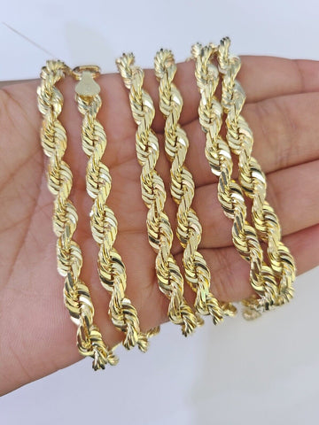 10K Real Solid Rope Chain Yellow Gold Necklace 6mm Length 18" 20" 22" 24" 26"