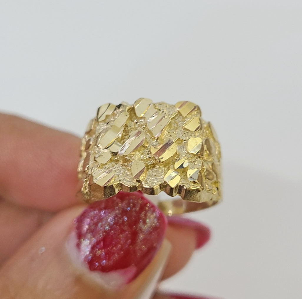 10k Nugget Ring Yellow Gold Women Men Real Genuine