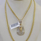 10k Miami Cuban Chain Pharaoh Charm Set 4.5mm 20"-28" Necklace Pendant Gold