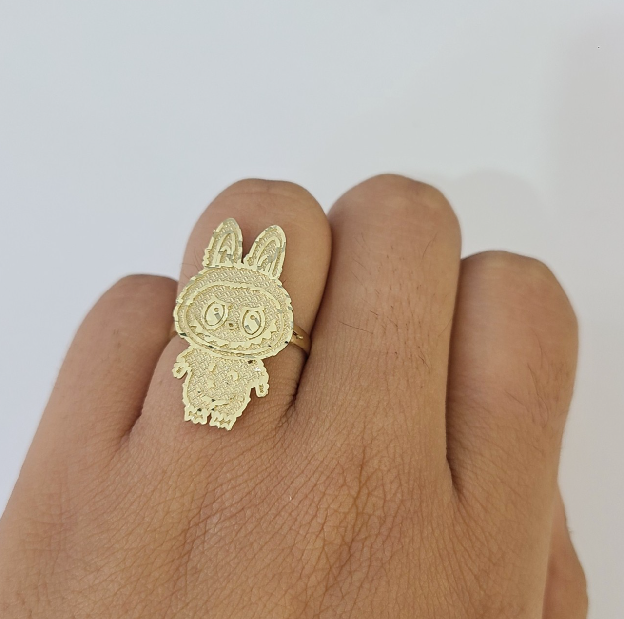 10k Cartoon Monster Ring Yellow Gold Men Women Real Genuine
