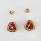 10k Yellow Gold Heart Diamond Earrings Real Screw-Back Women Men studs