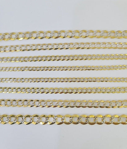 10k Gold Cuban Curb Necklace Chain 3mm-6mm 18-28 Inches 10kt Yellow Diamond Cuts