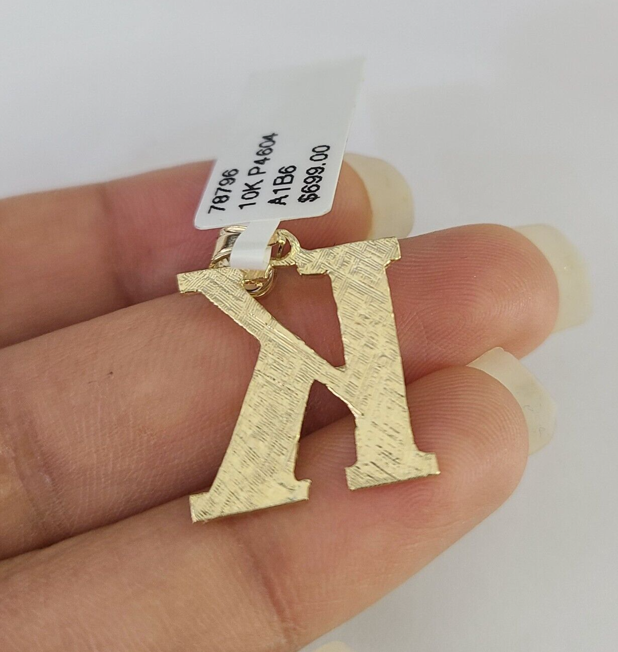 10k Gold Initial K Charm Rope Chain 16"-26" 2.5mm SET Necklace Alphabet Pendant