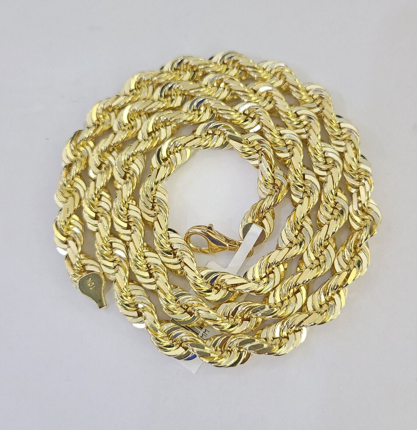 Real 10k Solid Gold Rope Chain Necklace 2.5mm-7mm Men Women Yellow 10kt