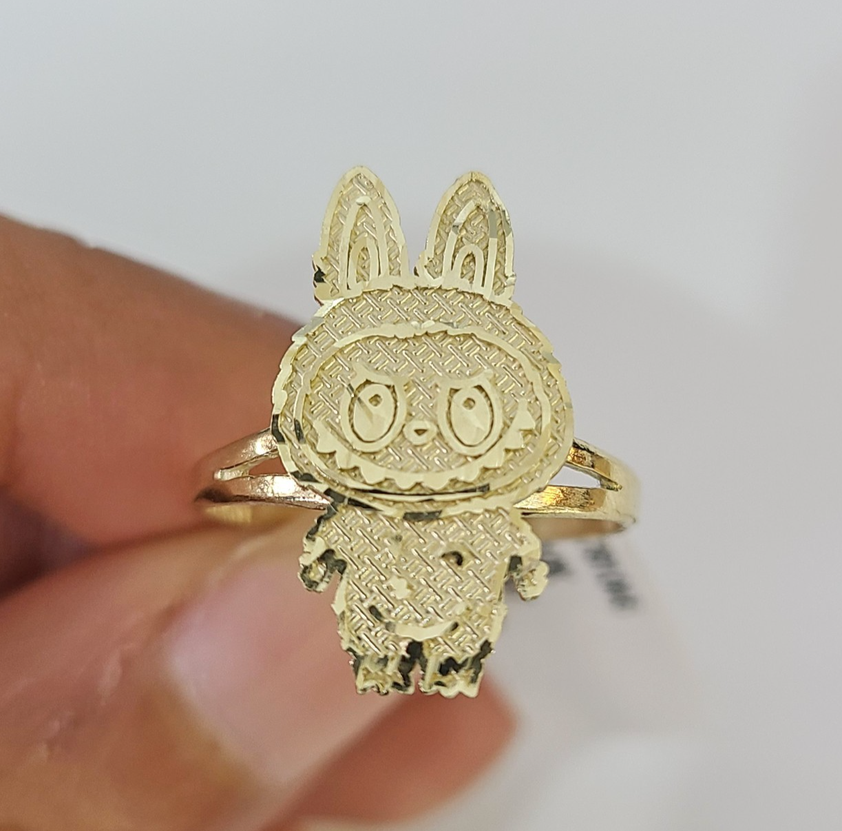 10k Cartoon Monster Ring Yellow Gold Men Women Real Genuine
