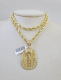 Real 10k Rope Chain Pharaoh Charm Set 7mm 18"-26" Inch Necklace Yellow Gold