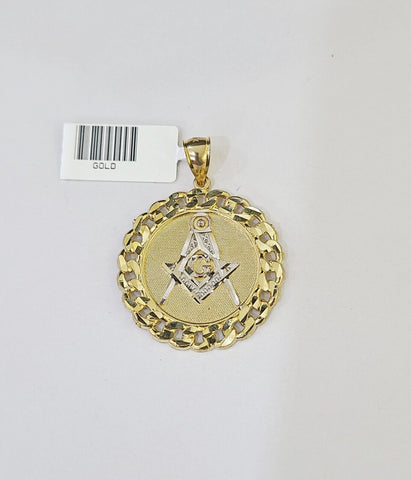 10k Yellow Gold Rope Chain Masonic Charm Set 4mm 18"-26"Inch Necklace