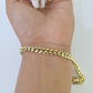 Real 14K Miami Cuban Bracelet Yellow Gold Box Clasp 8" Inch 6mm Link Hollow