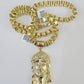 10k Gold Byzantine Necklace Jesus Head Charm 20-30 inches 6mm SET Chain Pendant
