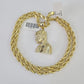 Real 10k Rope Chain Jesus Charm Necklace Pendant Set 5mm 20"-30" Inch Gold