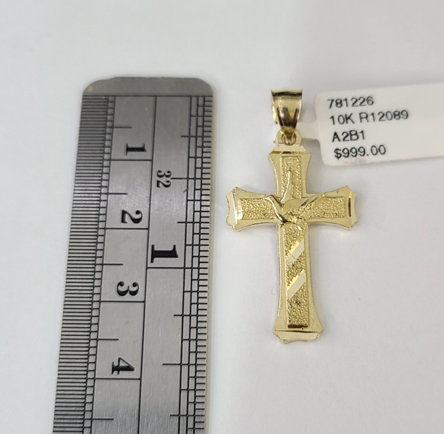 10k Gold Chain Miami Cuban Jesus Cross Charm Pendant Set 4mm 18"-28" Necklace