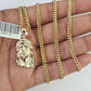 10K Gold Miami Cuban Chain Jesus Head Charm 18"-30" 3mm REAL Pendant