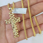 10K Franco Chain Jesus Cross Pendant Charm Necklace 20"-26" 2.5mm Yellow Gold