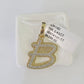 10k Yellow Gold Diamond B Charm Pendant Initial Alphabet Letter Real Genuine