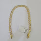 Real 10K Cuban Curb Link Bracelet Yellow Gold Diamond Cut 5mm 7" Inch