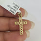 10K Solid Franco Chain Jesus Cross Pendant Charm Necklace 16"-24" 1mm Ladies