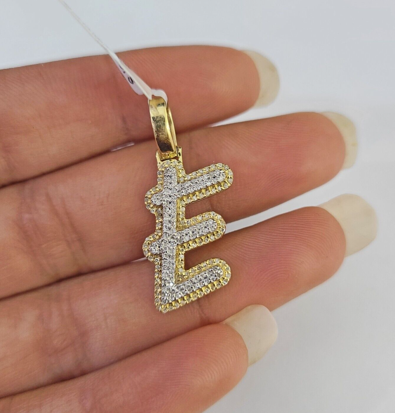 10k Yellow Gold Diamond E Charm Pendant Initial Alphabet Letter Real Genuine