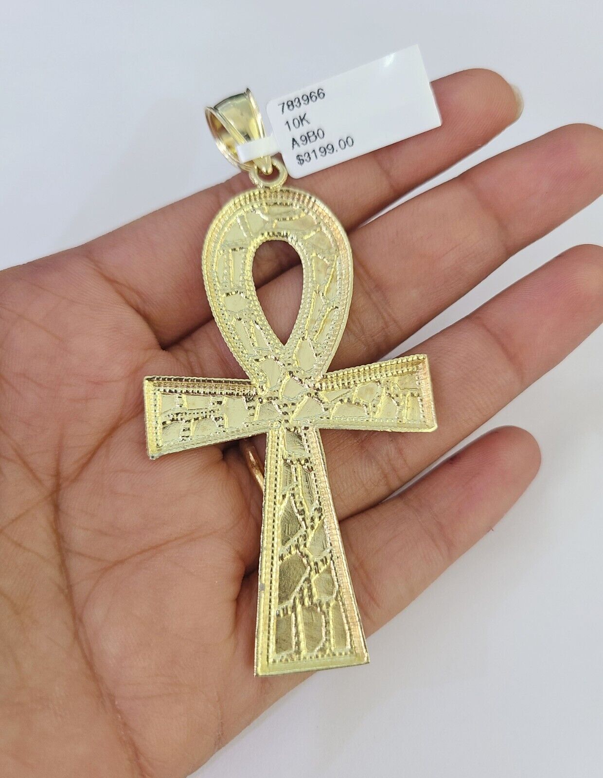 10K Franco Chain Jesus Ankh Cross Pendant Charm Necklace 20"-28" 4mm Gold Yellow