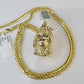 REAL 10k Yellow Gold Palm Chain Laughing Buddha Pendant Charm 3mm Necklace SET