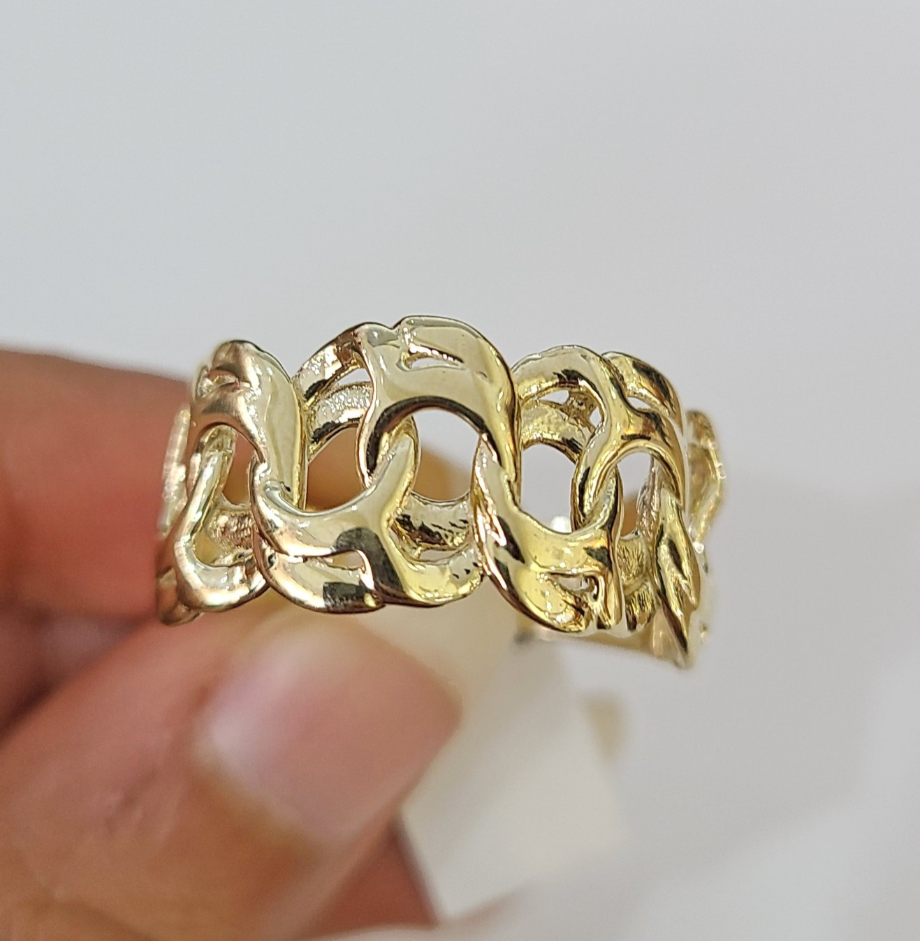 10k Cuban Curb Ring Yellow Gold Women Men Real Genuine 10Kt