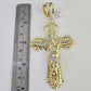 10k Jesus Cross Charm Pendant Yellow Gold Men Women 4" 3" 2"