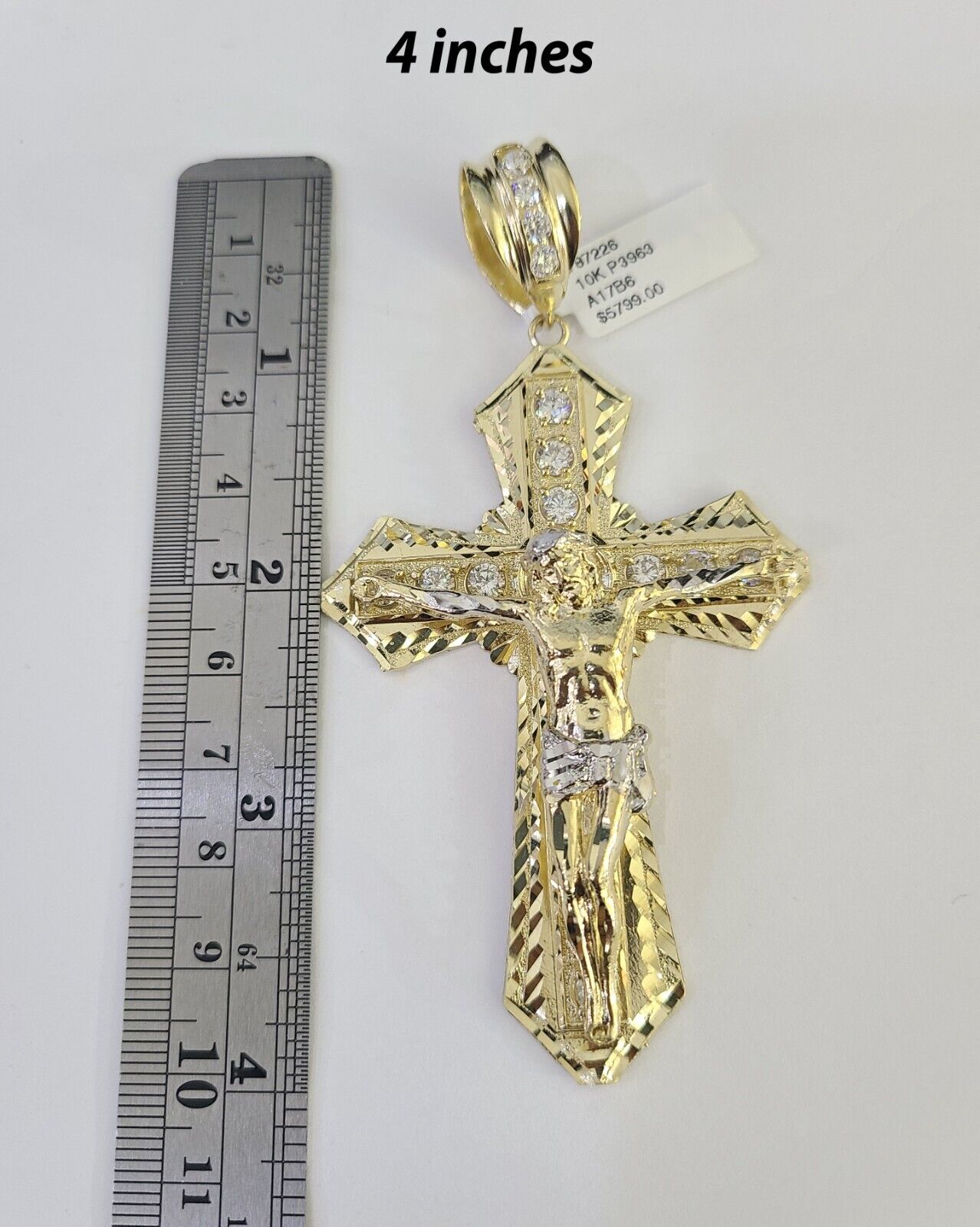 10k Jesus Cross Charm Pendant Yellow Gold Men Women 4" 3" 2"