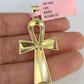 Real 14k Solid Rope Chain Jesus Ankh Cross Charm Set 3mm 18"-26" Necklace Gold