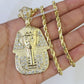 10k Solid Rope Chain Pharaoh Charm Set 4mm 18"-28" Necklace Yellow Gold Pendant