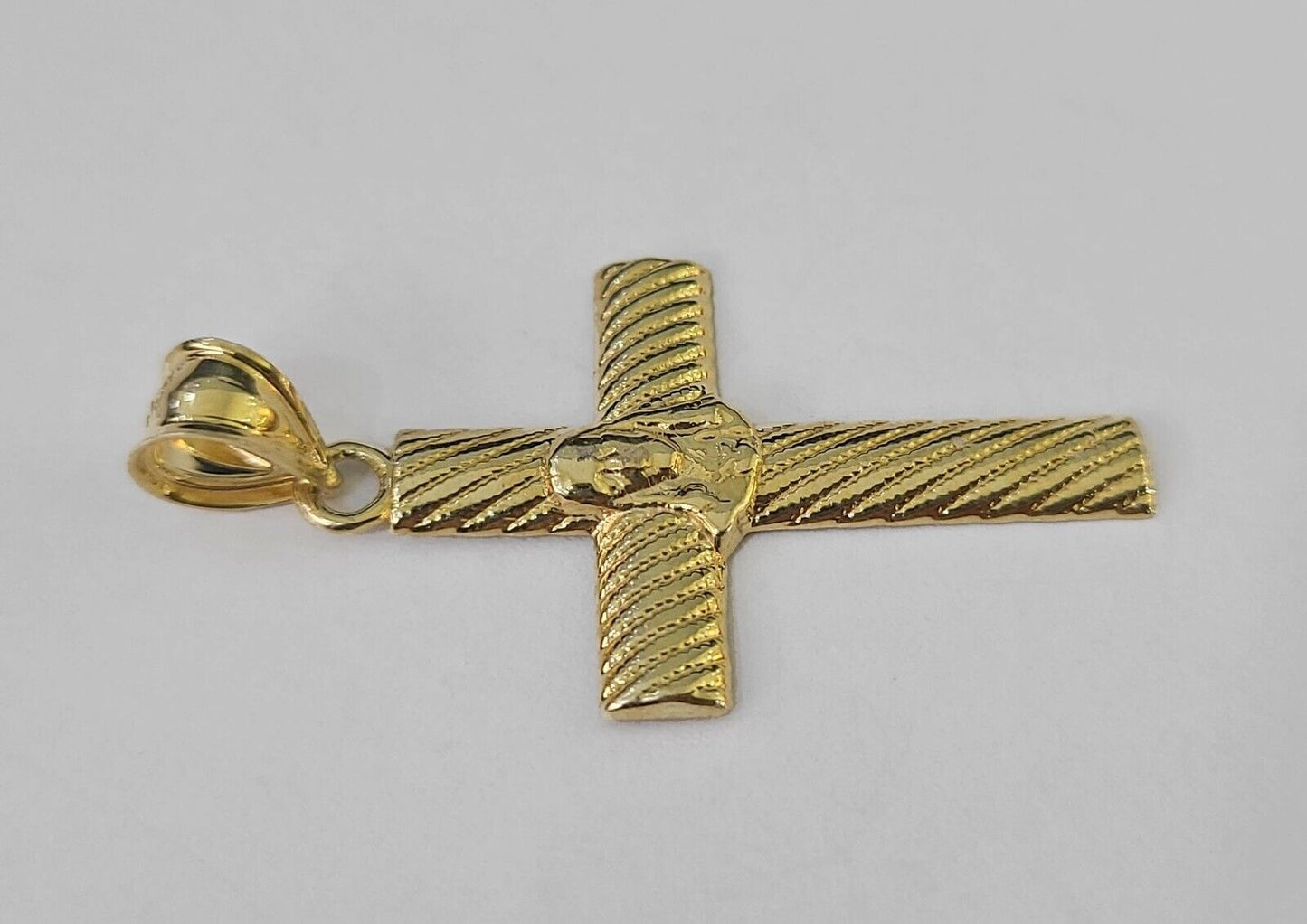 Real 10K Jesus Cross Pendant 1.5" Yellow Gold Charm Genuine