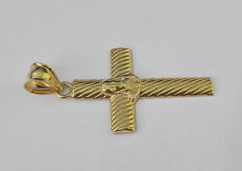 Real 10K Jesus Cross Pendant 1.5" Yellow Gold Charm Genuine