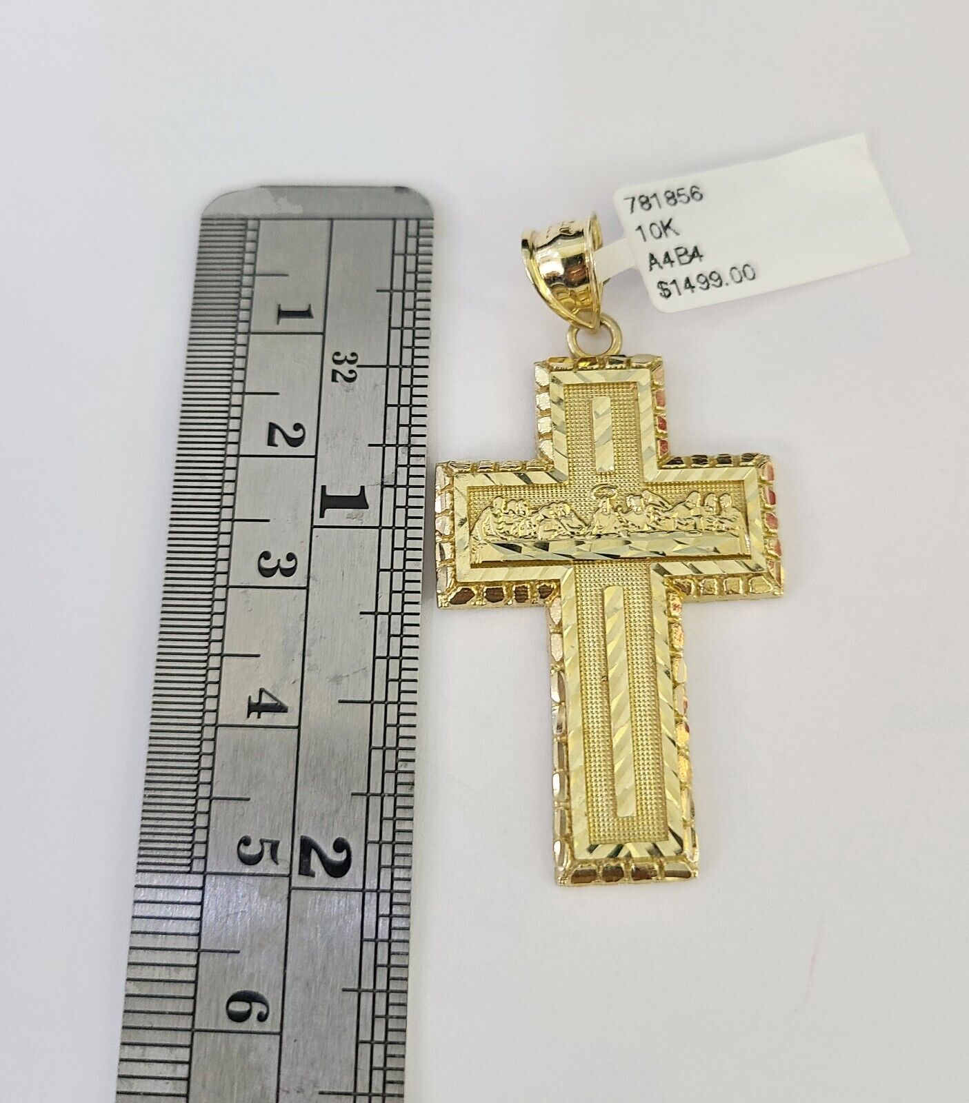 10K Franco Chain Last Supper Cross Pendant Charm Necklace 20"-26" 3mm Gold SET