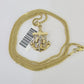 10K Solid Franco Chain Jesus Anchor Pendant Charm Necklace 18"-24" 1mm Gold