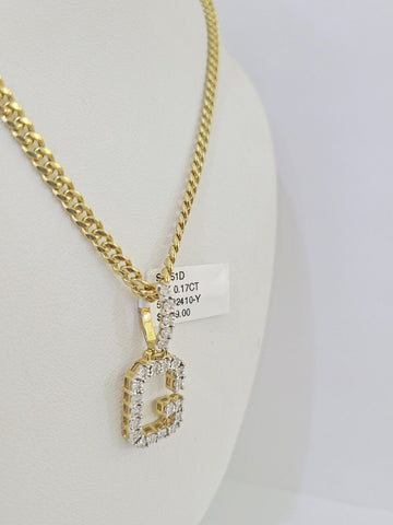10K Gold Miami Cuban Chain G Initial Diamond Charm Length 18"-26" 3mm REAL