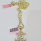 Real 14k Yellow Gold Rope Chain Jesus Anchor Charm Set 3mm 18"-26" Necklace