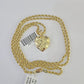 10k 2.5mm Rope Chain Nugget Heart Pendant 18"-30" Yellow Gold Set Charm Necklace