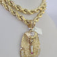 Real 10k Rope Chain Pharaoh Charm Set 8mm 20"-30" Inch Necklace Yellow Gold