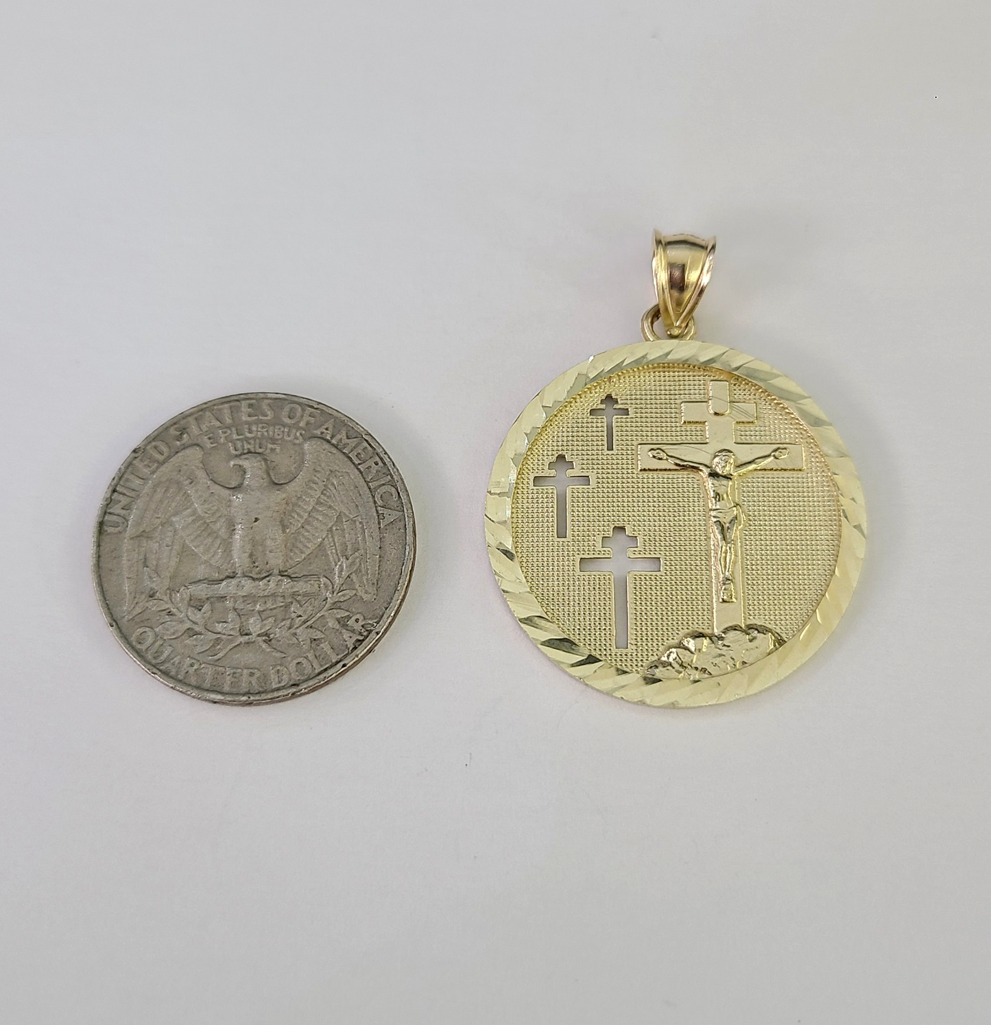 10k Cross Medallion Charm Miami Cuban Chain Pendant 5mm 18"28" Necklace Gold