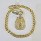 10k Solid Rope Chain Pharaoh Charm Set 4mm 18"-28" Necklace Yellow Gold Pendant