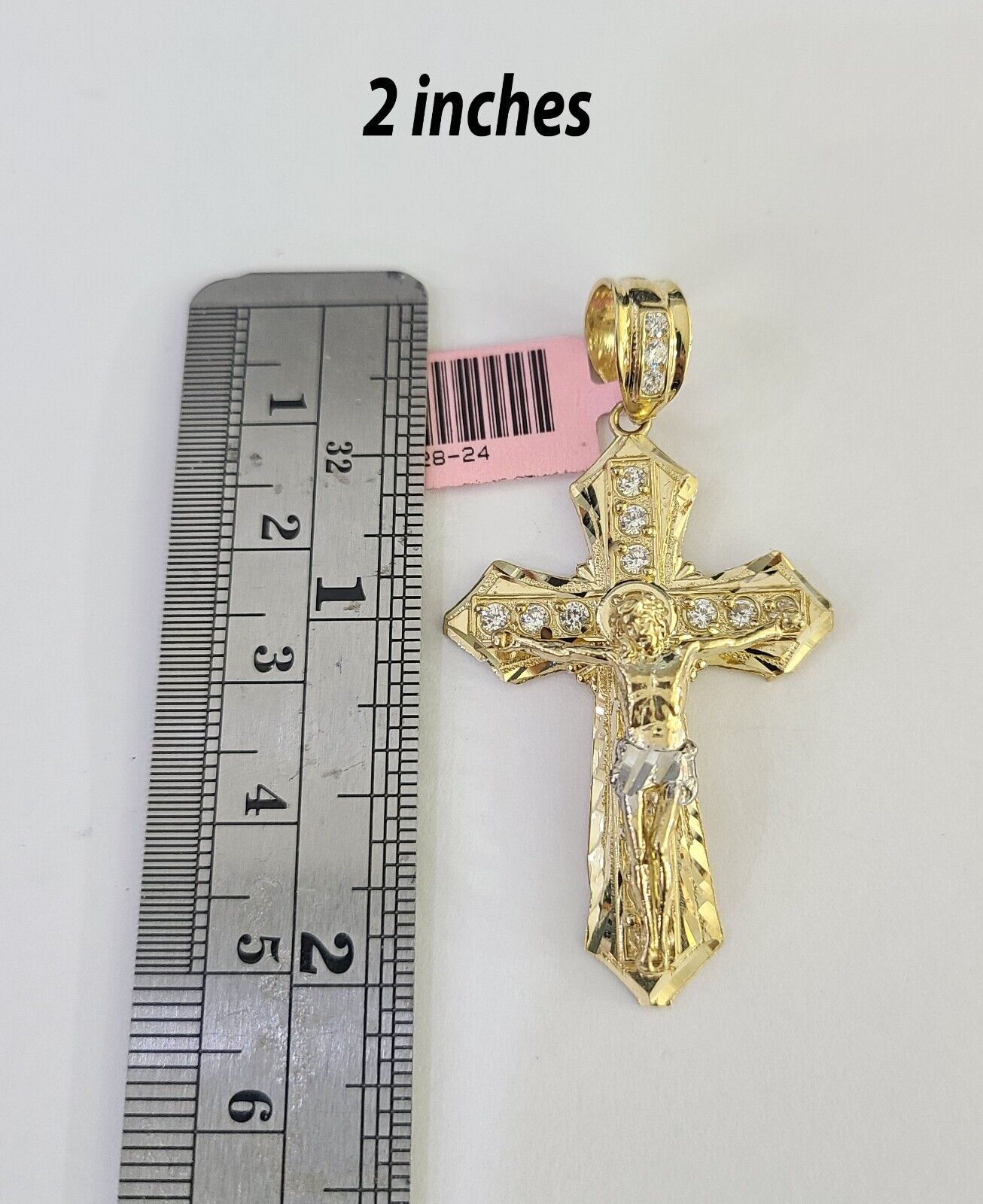 14k Jesus Cross Charm Pendant Yellow Gold Men Women 4" 3" 2"