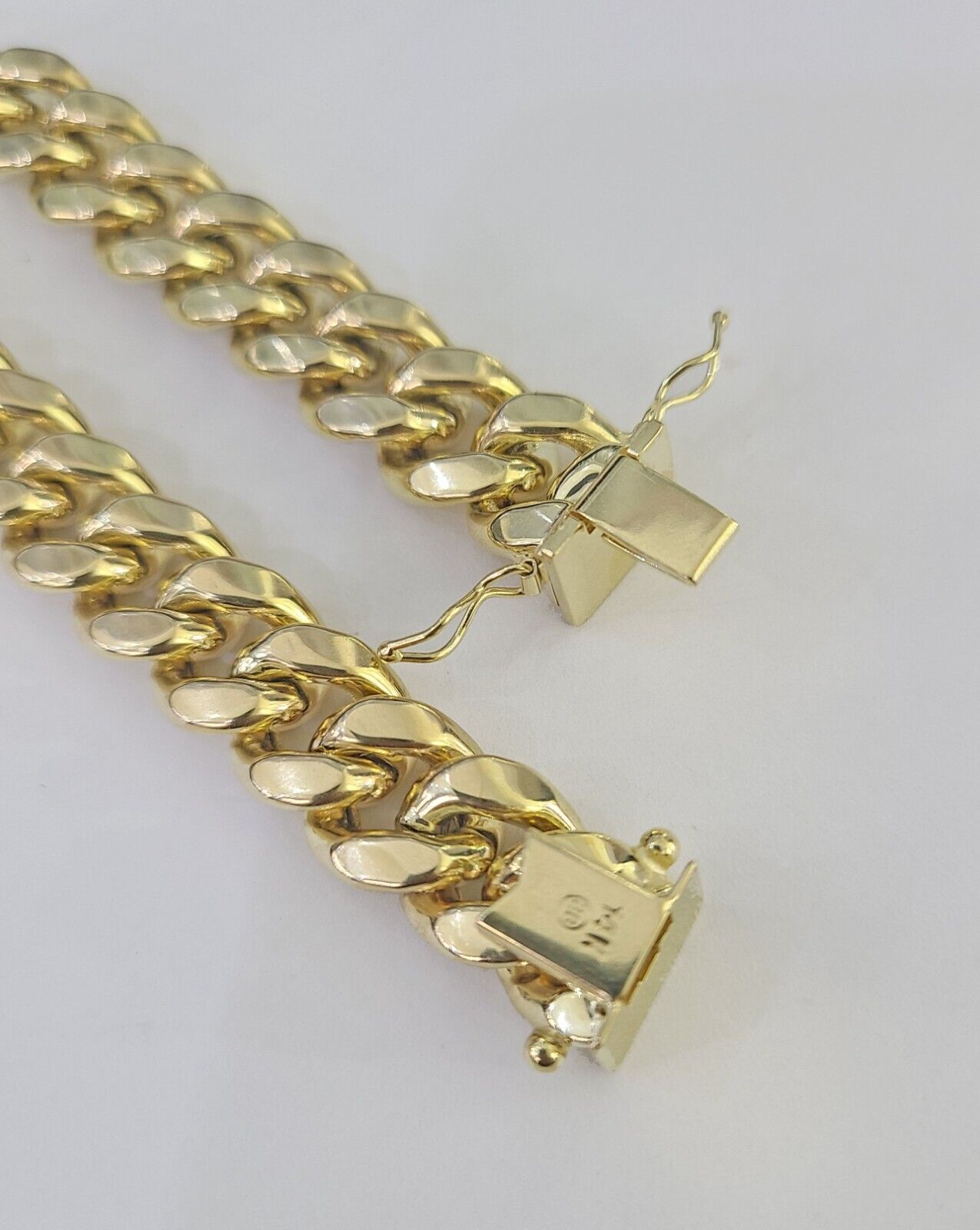 14K Miami Cuban Bracelet Yellow Gold Box Clasp 8" Inch 11mm Link
