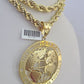 Real 10k Rope Chain World is Yours Charm Set 8mm 20"-30" Inch Necklace Gold