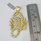 Real 10k Miami Cuban Chain Scorpion Charm Set 4mm Yellow Gold Necklace Pendant