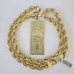 Real 10k Rope Chain 100 Money Dollar Charm Set 10mm 20"-30" Inch Necklace Gold
