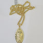 10k Miami Cuban Chain Virgin Mary Charm Set 4mm 18"-28" Necklace Yellow Gold