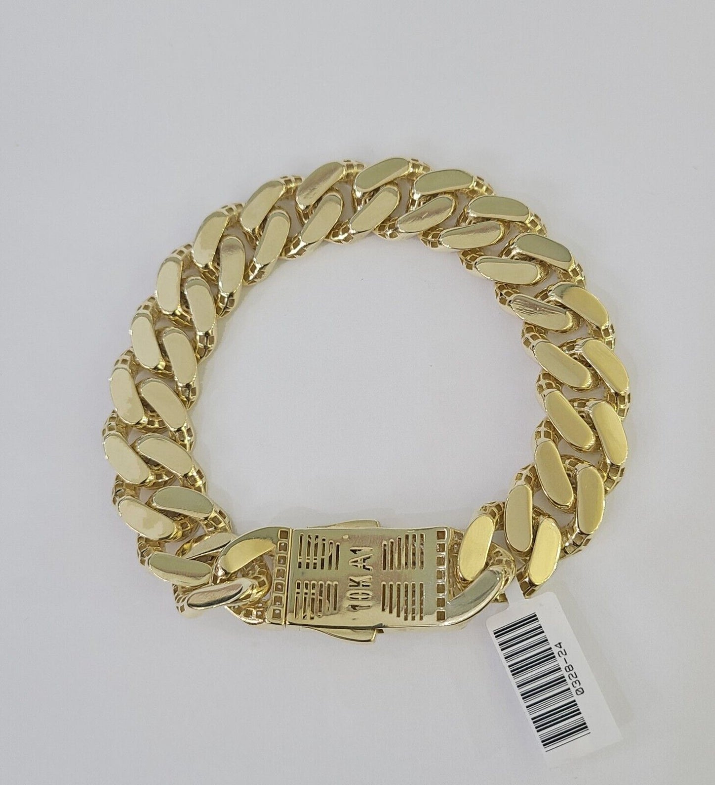 Real 10K Royal Monaco Bracelet Yellow Gold 9.5" Box Clasp 15mm Genuine