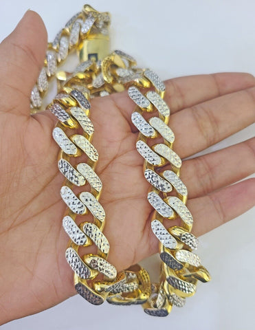 Real 10k Royal Monaco Chain 15mm Diamond Cut 24 inches Yellow Gold Necklace