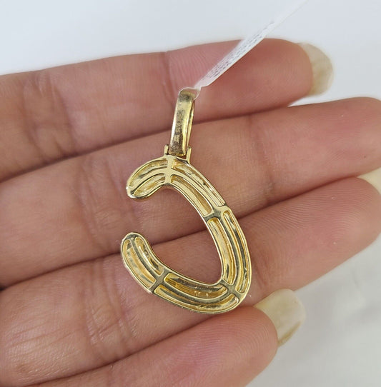 10k Yellow Gold Diamond C Charm Pendant Initial Alphabet Letter Real Genuine