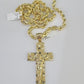 Real 10k Rope Chain Jesus Cross Charm Set 7mm 20"-28" Inch Necklace Yellow Gold