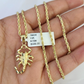 10k Solid Rope Chain 2mm Necklace Scorpion Pendant Charm SET 18-24 in